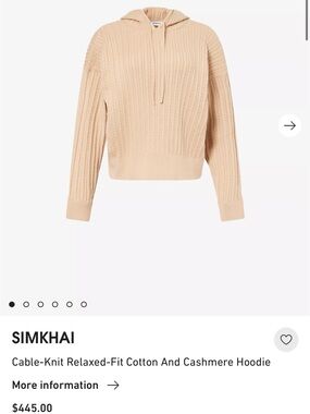 SIMKHAI Cream Cable-Knit Cotton-Cashmere Hoodie
